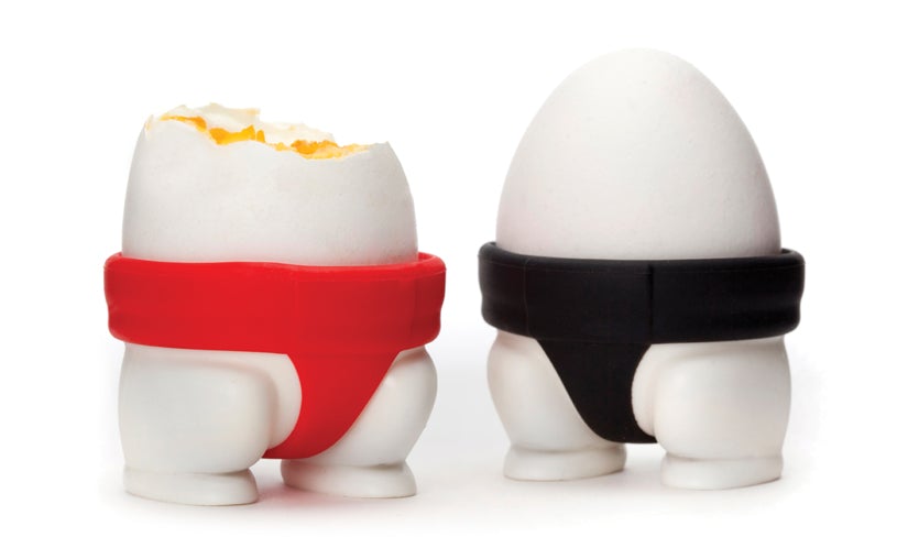 PELEG DESIGN Egguins 3-in-1 Cook, Store and Serve Egg Holder + Sumo Eggs -  Soft or Hard Boiled Egg Cup Holders (Set of 2) Bundle