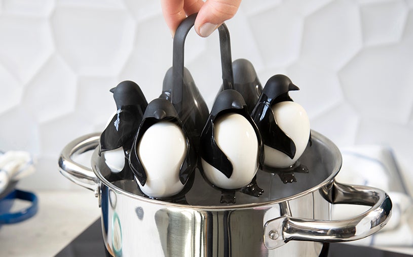 6x Penguin Egg Holder 3-in-1 Steamer Penguin Shaped Boiled